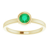 14K Yellow 4.5 mm Round Emerald Ring - 718066295P photo 3