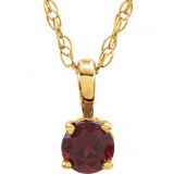 14K Yellow 3 mm Round Mozambique Garnet Youth Birthstone 14 Necklace - 2839370006P photo