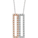 14K White & Rose 1/3 CTW Diamond Rectangle 16-18 Inch Necklace - 65231160002P photo
