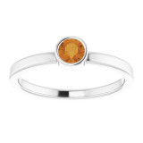 14K White 4 mm Round Citrine Ring - 718066043P photo 3