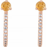 14K Rose Citrine & 1/6 CTW Diamond Hoop Earrings - 86686677P photo 2