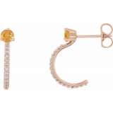14K Rose Citrine & 1/6 CTW Diamond Hoop Earrings - 86686677P photo