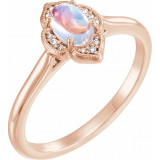 14K Rose Rainbow Moonstone & .03 CTW Diamond Clover Cabochon Ring - 71939613P photo