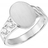 14K White 14x11 mm Oval Signet Ring - 92468862P photo