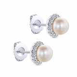Gabriel & Co. 14k White Gold Grace Pearl & Diamond Stud Earrings - EG13233W45PL photo 2
