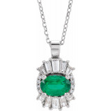 14K White Emerald & 1/3 CTW Diamond 16-18 Necklace - 869706115P photo