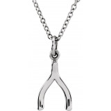 14K White Tiny Poshu00ae Wishbone 16-18 Necklace - 858011002P photo
