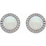 14K White Opal Bezel-Set Leaf Earrings - 862826000P photo 2