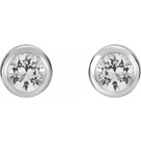 14K White 4 mm Round Genuine White Sapphire Birthstone Earrings - 6108660007P photo 2