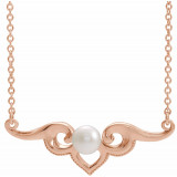 14K Rose Freshwater Cultured Pearl Bar 18 Necklace - 86940607P photo