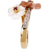 14K Yellow Pink Tourmaline, Mother Of Pearl & .04 CTW Diamond Ring - 6671860001P photo 4