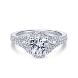 Gabriel & Co. 14k White Gold Contemporary Halo Engagement Ring - ER14454R4W44JJ photo