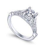Gabriel & Co. 14k White Gold Victorian Split Shank Engagement Ring - ER13888R4W44JJ photo 3