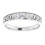 14K White 1/2 CTW Diamond Three-Stone Scroll Ring - 98506052P photo 3