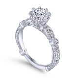 Gabriel & Co. 14k White Gold Victorian Straight Engagement Ring - ER14433R4W44JJ photo 3