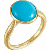 14K Yellow 12x10 mm Oval Cabochon Turquoise Ring - 72024601P photo