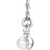 14K White Freshwater Cultured Pearl & 1/8 CTW Diamond Bar 16-18 Necklace - 86715600P photo 2