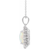 14K White Ethiopian Opal & 1/3 CTW Diamond Halo-Style 16-18 Necklace - 869256070P photo 2