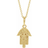 14K Yellow Hamsa 16-18 Necklace - 86819601P photo