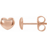 14K Rose 5.9x5.4 mm Youth Puffed Heart Earrings - 192034602P photo