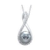 Gems One Silver Cubic Zirconia & Pearl (1 Ctw) Pendant - PD10231-SSW photo