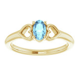 14K Yellow 5x3 mm Oval Aquamarine Youth Heart Ring - 71987618P photo 3