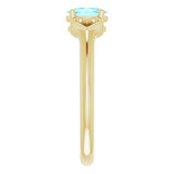 14K Yellow 5x3 mm Oval Aquamarine Youth Heart Ring - 71987618P photo 4