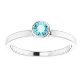 14K White 4 mm Round Blue Zircon Ring - 718066044P photo 3