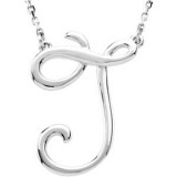 14K White Script Initial J 16 Necklace - 84635206P photo