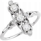 14K White 1/2 CTW Three-Stone Diamond Ring - 122212105P photo