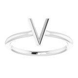 14K White Initial V Ring - 51895227P photo 3