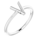 14K White Initial V Ring - 51895227P photo