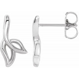 14K White Freeform Leaf Earrings - 86996600P photo