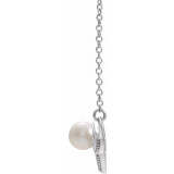 14K White Freshwater Cultured Pearl Bar 18 Necklace - 86940605P photo 2