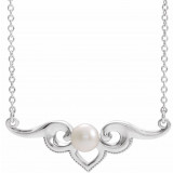 14K White Freshwater Cultured Pearl Bar 18 Necklace - 86940605P photo