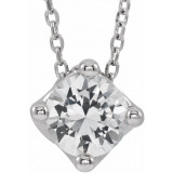 14K White Sapphire Solitaire 16-18 Necklace - 869936015P photo