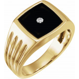 14K Yellow Onyx & .005 CTW Diamond Grooved Ring - 651637100P photo