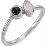 14K White Opal & Onyx Ring - 72044600P photo