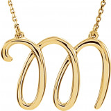 14K Yellow Script Initial M 16 Necklace - 84635125P photo