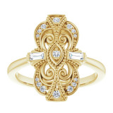 14K Yellow 1/6 CTW Diamond Vintage-Inspired Ring - 124038601P photo 3
