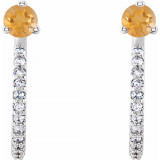 14K White Citrine & 1/6 CTW Diamond Hoop Earrings - 86686675P photo 2