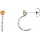 14K White Citrine & 1/6 CTW Diamond Hoop Earrings - 86686675P photo