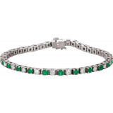 Platinum Emerald & 2 1/3 CTW Diamond Line 7  Bracelet - 6207860000P photo