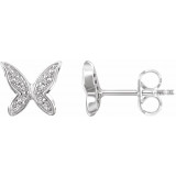14K White .07 CTW Diamond Butterfly Earrings - 65268660001P photo