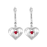 Gems One Silver Diamond (1/50 Ctw) & Created Ruby (1/8 Ctw) Earring - ROL2165R photo