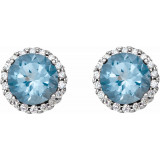 14K White Aquamarine & 1/10 CTW Diamond Earrings - 86509840P photo 2