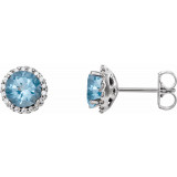 14K White Aquamarine & 1/10 CTW Diamond Earrings - 86509840P photo