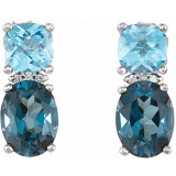 14K White London Blue Topaz, Swiss Blue Topaz & .01 CTW Diamond Earrings - 86308604P photo 2