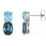 14K White London Blue Topaz, Swiss Blue Topaz & .01 CTW Diamond Earrings - 86308604P photo