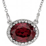 14K White Rhodolite Garnet & .05 CTW Diamond 16.5 Necklace - 8590370000P photo